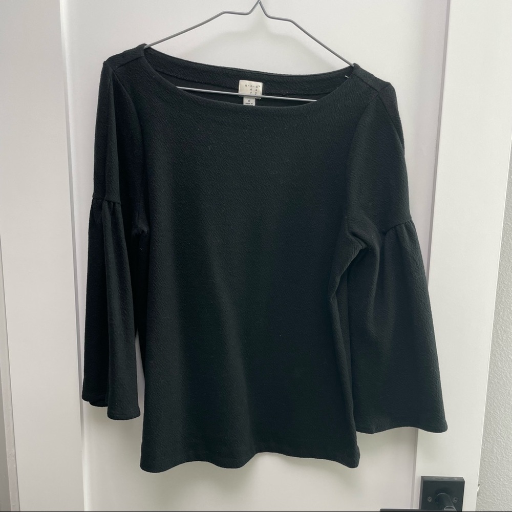 Bell sleeve black top